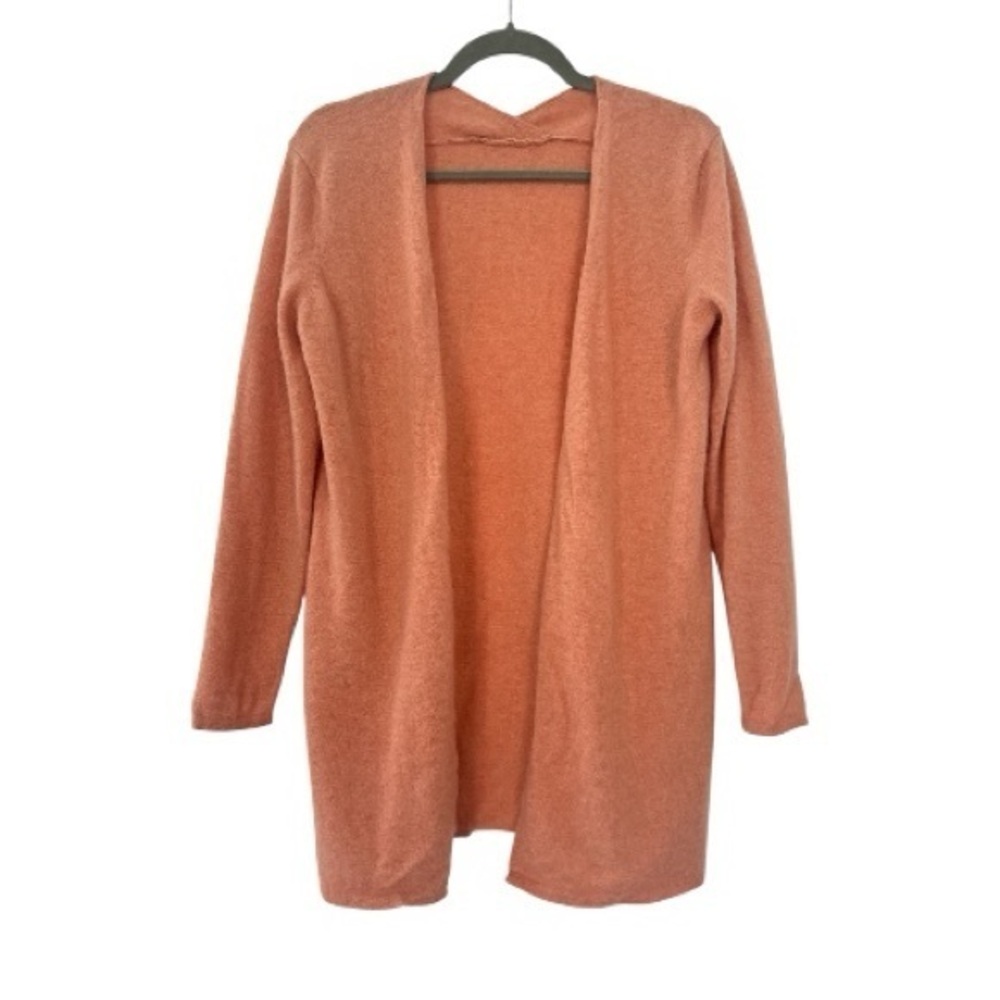 Garnett Hill Easy Open Cashmere Cardigan in Salmon Pink Size Small